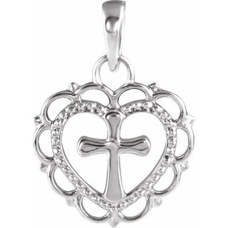 Platinum Youth Heart with Cross Pendant