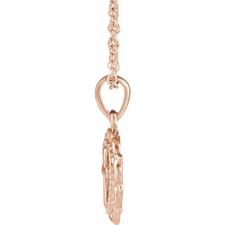 14K Rose Youth Heart with Cross 16-18" Necklace