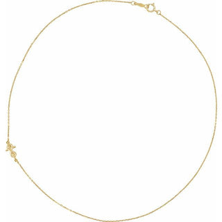 14K Yellow Infinity-Inspired Off-Center Sideways Cross 16" Necklace      