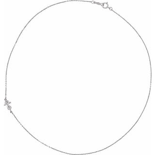 14K White Infinity-Inspired Off-Center Sideways Cross 16" Necklace      