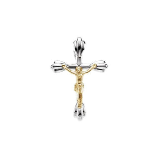 Sterling Silver & 14K Yellow 29.5x19.7 mm Crucifix Pendant 