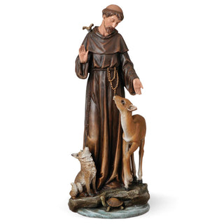 13.75-Inch St Francis With Deer Figure - Renaissance Collection