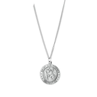 Sterling Silver 22 mm Saint Christopher Medal 24â Necklace 