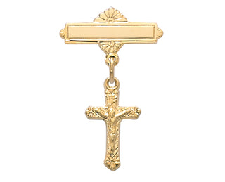 Gold Over Silver Crucifix Gold-plated Baby Pin