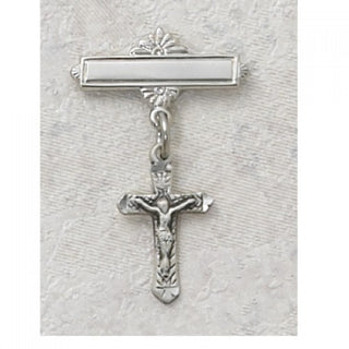 Sterling Silver Crucifix Rhodium Baby Pin