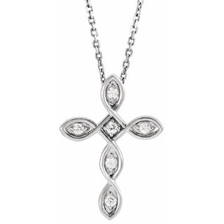 Platinum .08 CTW Natural Diamond Cross 16-18" Necklace