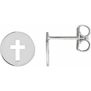 Platinum Pierced Cross Earring