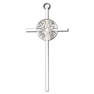 6 inch Antique Silver Christian Life on a Polished Silver Finish Cross