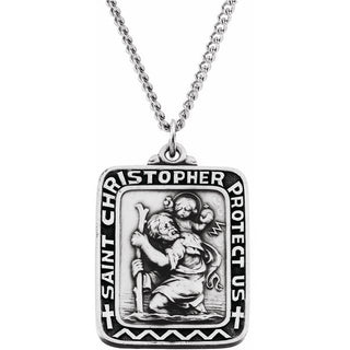 Sterling Silver 31.5x26 mm Saint Christopher Medal 24" Necklace   