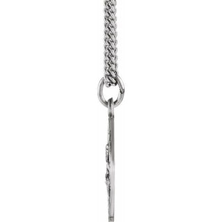 Sterling Silver 22 mm Round St. Peter 24" Necklace