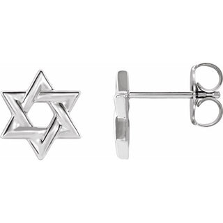 Platinum Star of David Earrings      