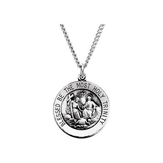 Sterling Silver 18 mm Round Holy Trinity 18" Necklace