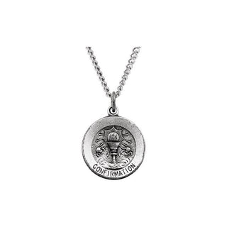 Sterling Silver 15 mm Round Confirmation 18" Necklace