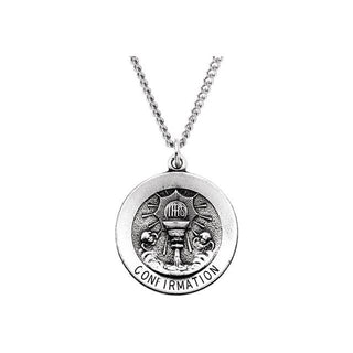 Sterling Silver 18 mm Round Confirmation 18" Necklace  