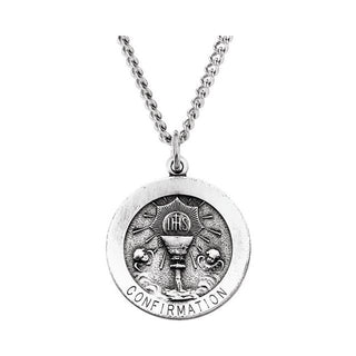 Sterling Silver 22 mm Round Confirmation 24" Necklace  