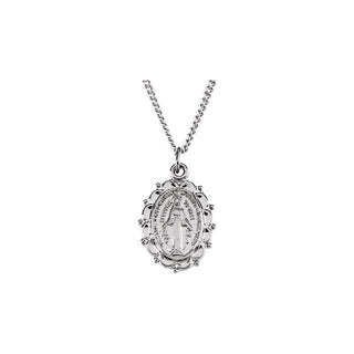 Sterling Silver 13x11 mm Miraculous Medal 18" Necklace  