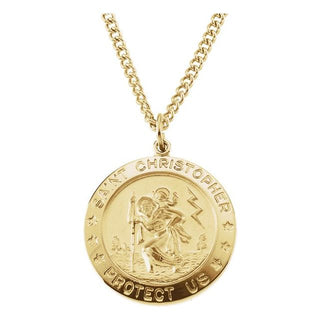 14K Yellow Gold-Filled 25 mm Saint Christopher Medal 24" Necklace