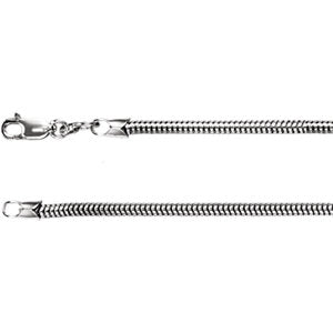 18-inch Round Snake Chain with Lobster Clasp - Sterling Silver