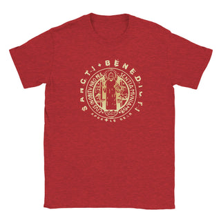 St. Benedict Medal Gold on Black T-Shirt - view 4