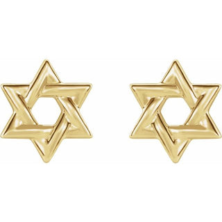 18K Yellow Star of David Earrings