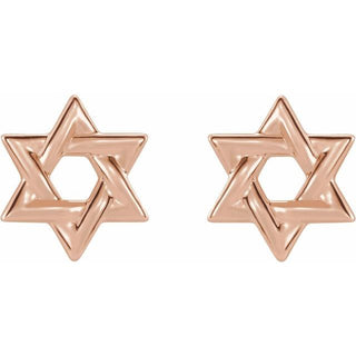 14K Rose Star of David Earrings      