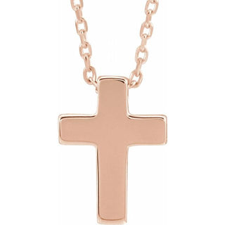 14K Rose Petite Cross 16-18" Necklace  