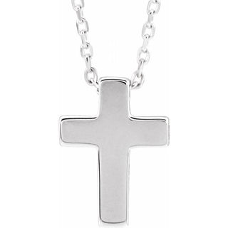 14K White Petite Cross 16-18" Necklace