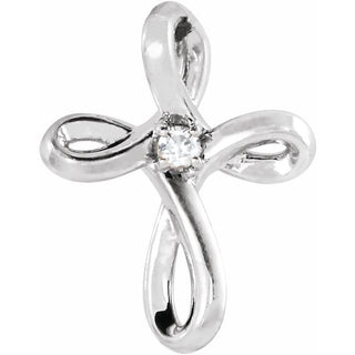 Sterling Silver .015 CTW Natural Diamond Cross Pendant