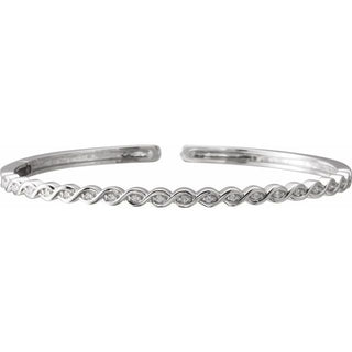 14K White 1/6 CTW Natural Diamond Stackable Bangle 7" Bracelet   