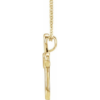14K Yellow Cross with Heart 16-18" Necklace 