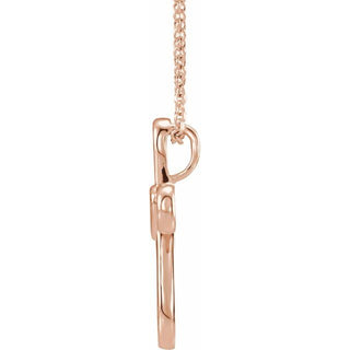 14K Rose Cross with Heart 16-18" Necklace 