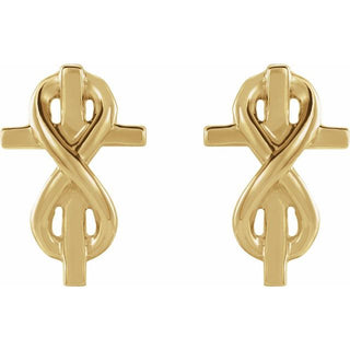 14K Yellow Infinity-Inspired Cross Earrings  