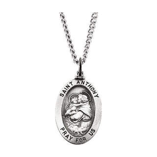 Sterling Silver 23.25x16 mm Saint Anthony of Padua Medal 24" Necklace