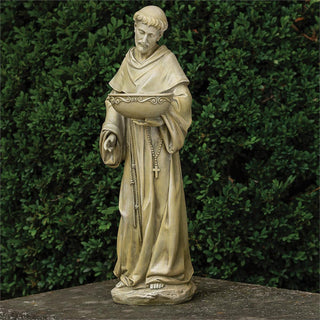 20-Inch Solar St Francis Birdbath Garden Statue