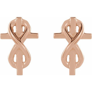 14K Rose Infinity-Inspired Cross Earrings  