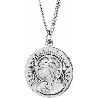 Sterling Silver 18.25 Round Matka Boska Medal 18" Necklace  
