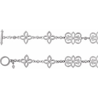 14K White Floral 7 3/4" Bracelet