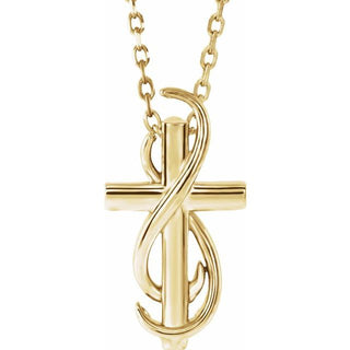 14K Yellow Cross 16-18" Necklace  