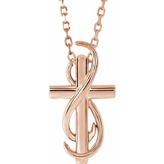 14K Rose Cross 16-18" Necklace  