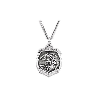 Sterling Silver 16.5x14 mm Saint Michael Medal 18" Necklace 