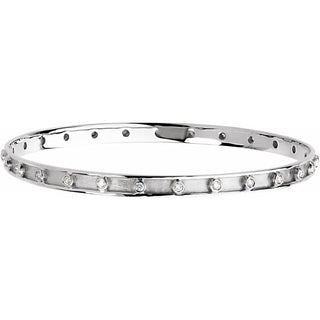 14K White 3/4 CTW Natural Diamond Bangle 7 1/4" Bracelet