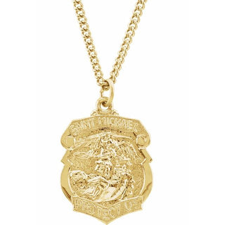 24K Yellow Gold-Plated 28.6x20.87 mm Saint Michael 24" Necklace