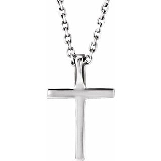 14K White Natural Ruby Petite Cross 16" Necklace