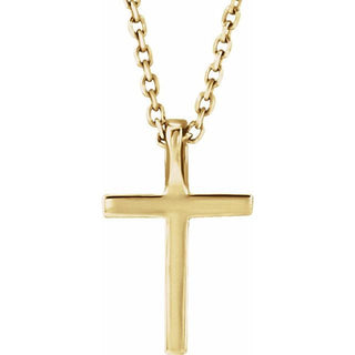 14K Yellow Natural Aquamarine Petite Cross 16" Necklace