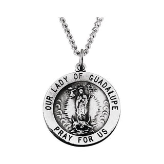 Sterling Silver Our Lady of Guadalupe Medal 18" Necklace