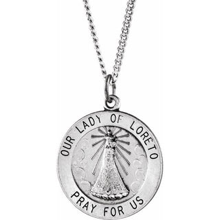Sterling Silver 18 mm Our Lady of Loreto Medal 18" Necklace   