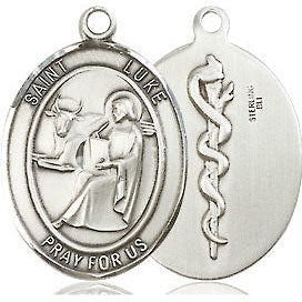 Sterling Silver Saint Luke the Apostle Doctor Pendant - No Chain