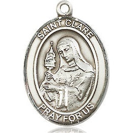Sterling Silver St. Clare of Assisi Pendant - No Chain