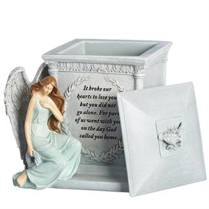 8.5-Inch Memorial Box With Angel And Verse - It Broke Our Hearts - View 2