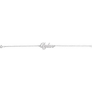 10K White Script Nameplate 7" Bracelet  